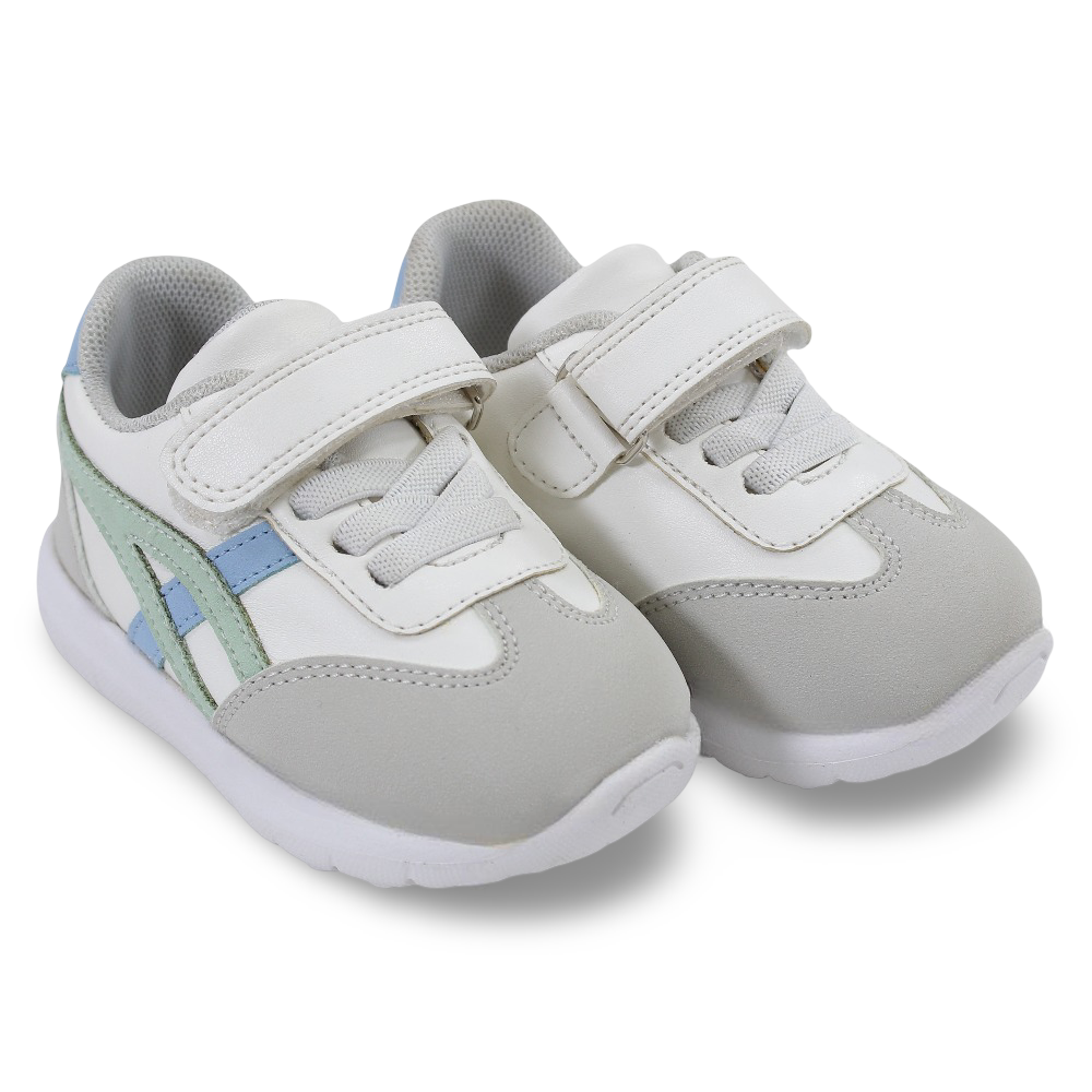 Unisex Baby Leather Sneakers – White/Mint/Light Blue
