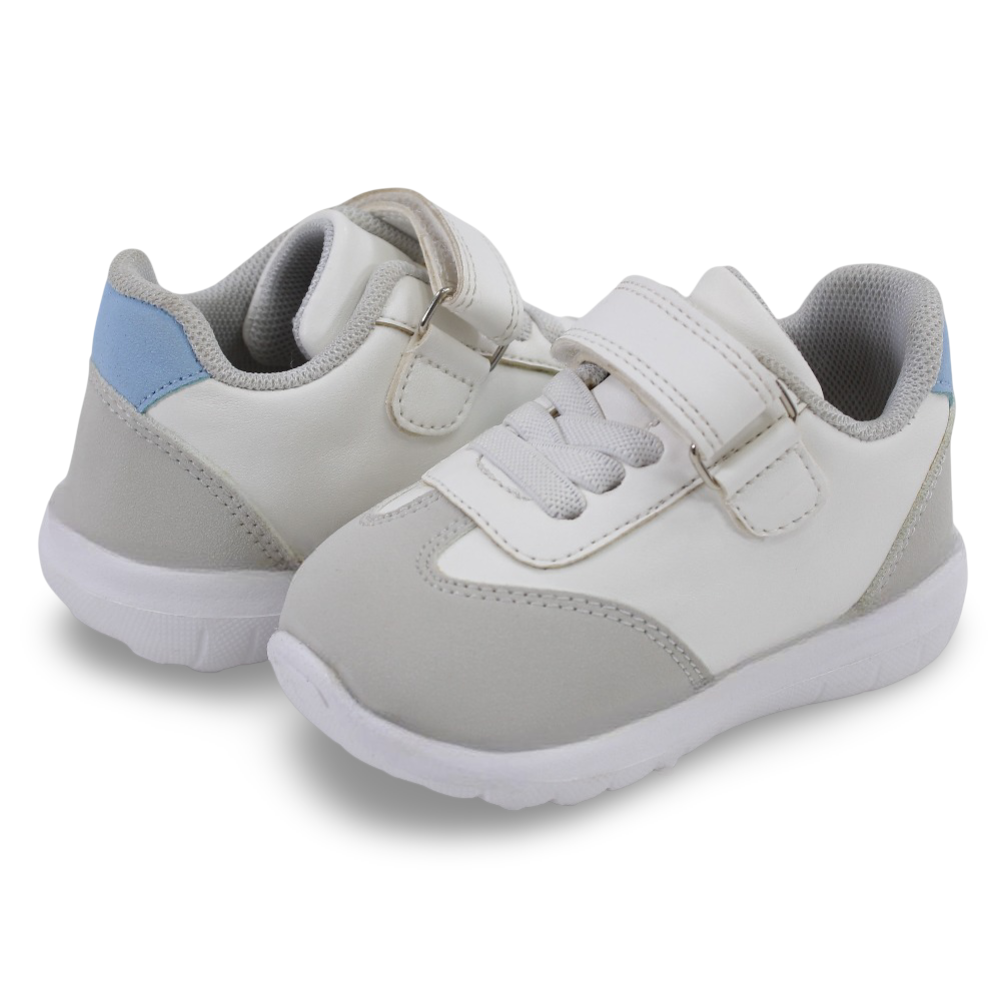 Unisex Baby Leather Sneakers – White/Mint/Light Blue