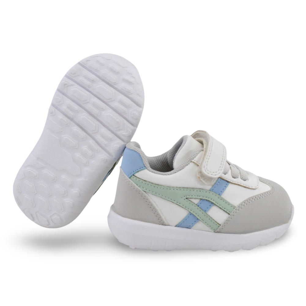 Unisex Baby Leather Sneakers – White/Mint/Light Blue