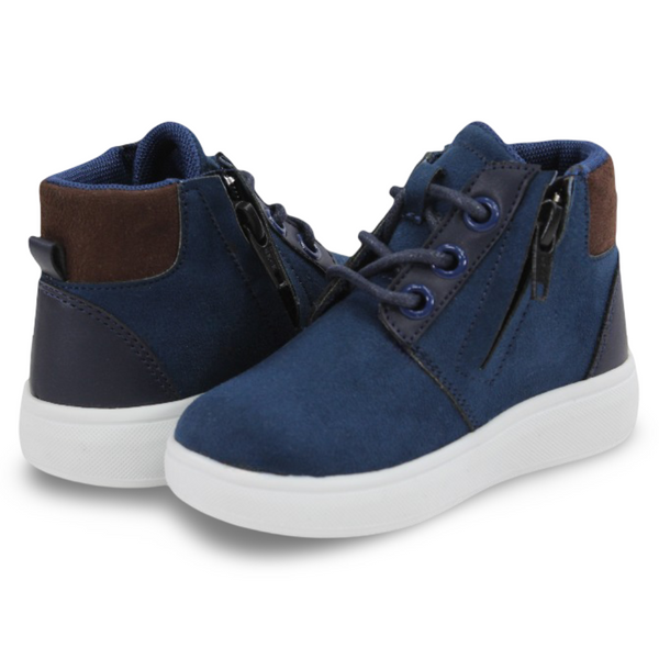 Unisex Leather Half Boots - Navy & Lace Design