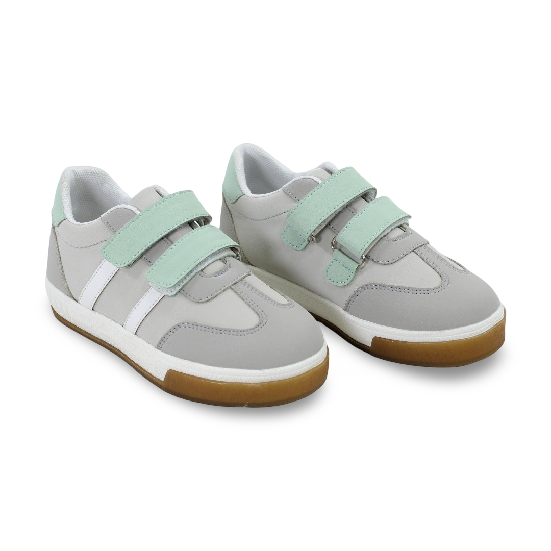 Unisex Kids Leather Sneakers – Grey*Mint*White
