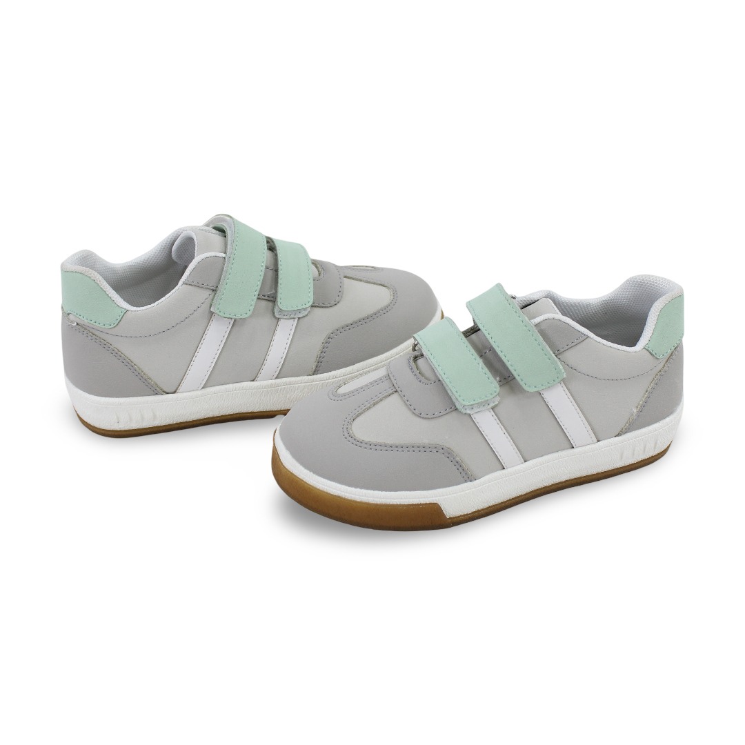 Unisex Kids Leather Sneakers – Grey*Mint*White