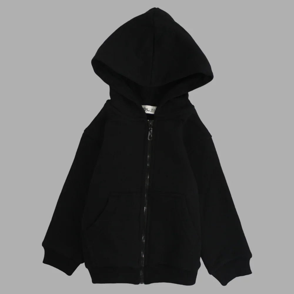 Plain Long-Sleeved Zip-Up Hoodie