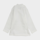 Unisex Plain White Long-Sleeved Half-Collar T-Shirt