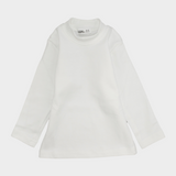 Unisex Plain White Long-Sleeved Half-Collar T-Shirt