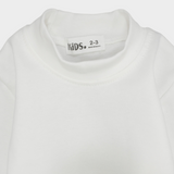 Unisex Plain White Long-Sleeved Half-Collar T-Shirt