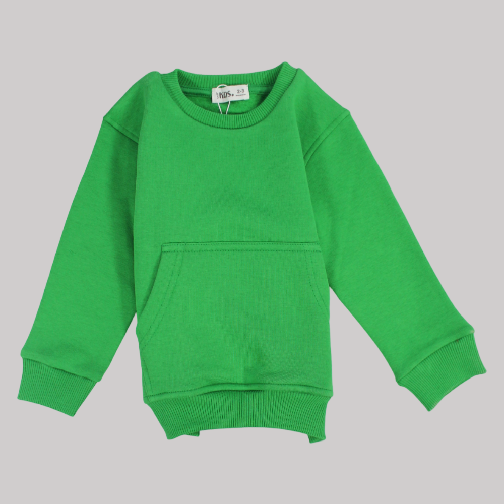 Plain Long-Sleeved Fleeced Sweatshirt