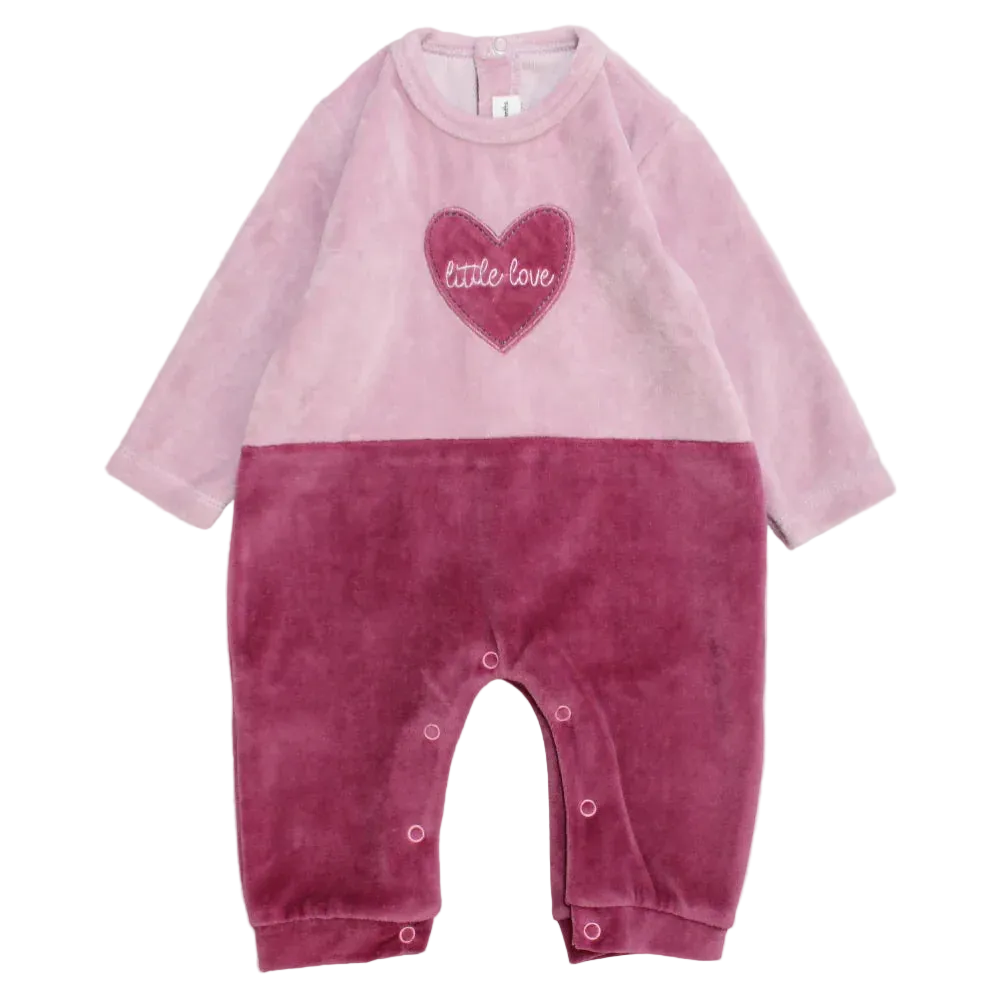 Baby Girls Velvet Footless Onesie "Little Love"
