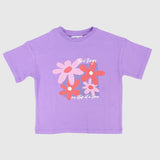 Purple Flowery Short-Sleeved T-Shirt