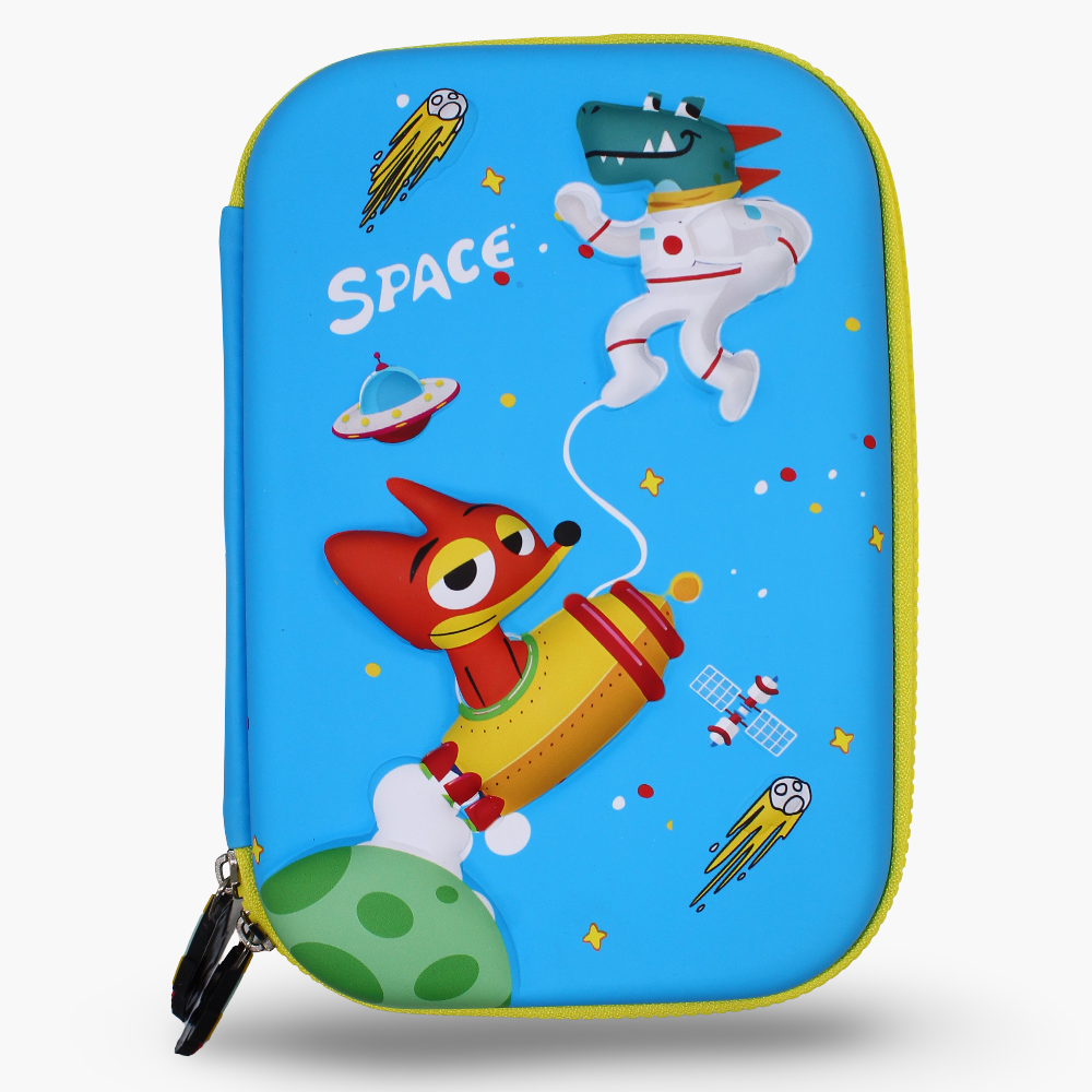 Space Themed Pencil Case – Light Blue