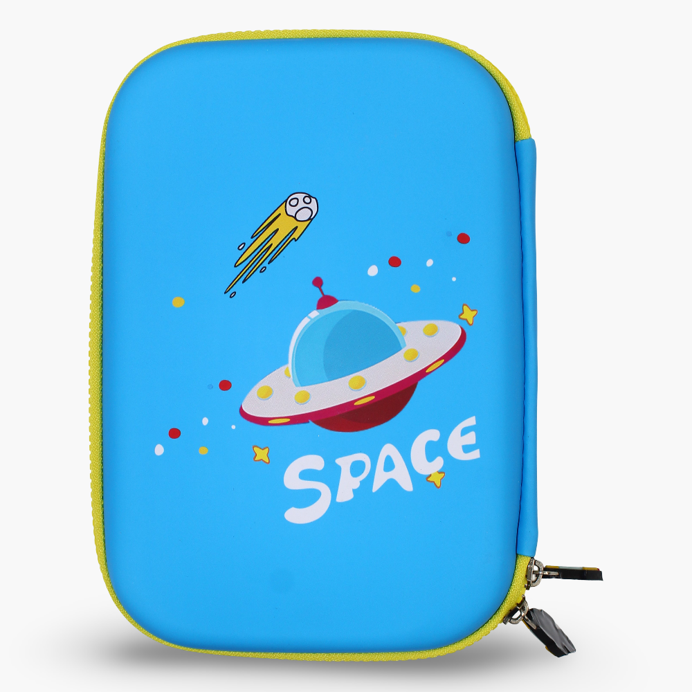 Space Themed Pencil Case – Light Blue