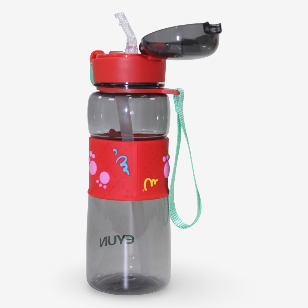 Plastic Water Bottle – Bubbly Red Dino Design (600ml)