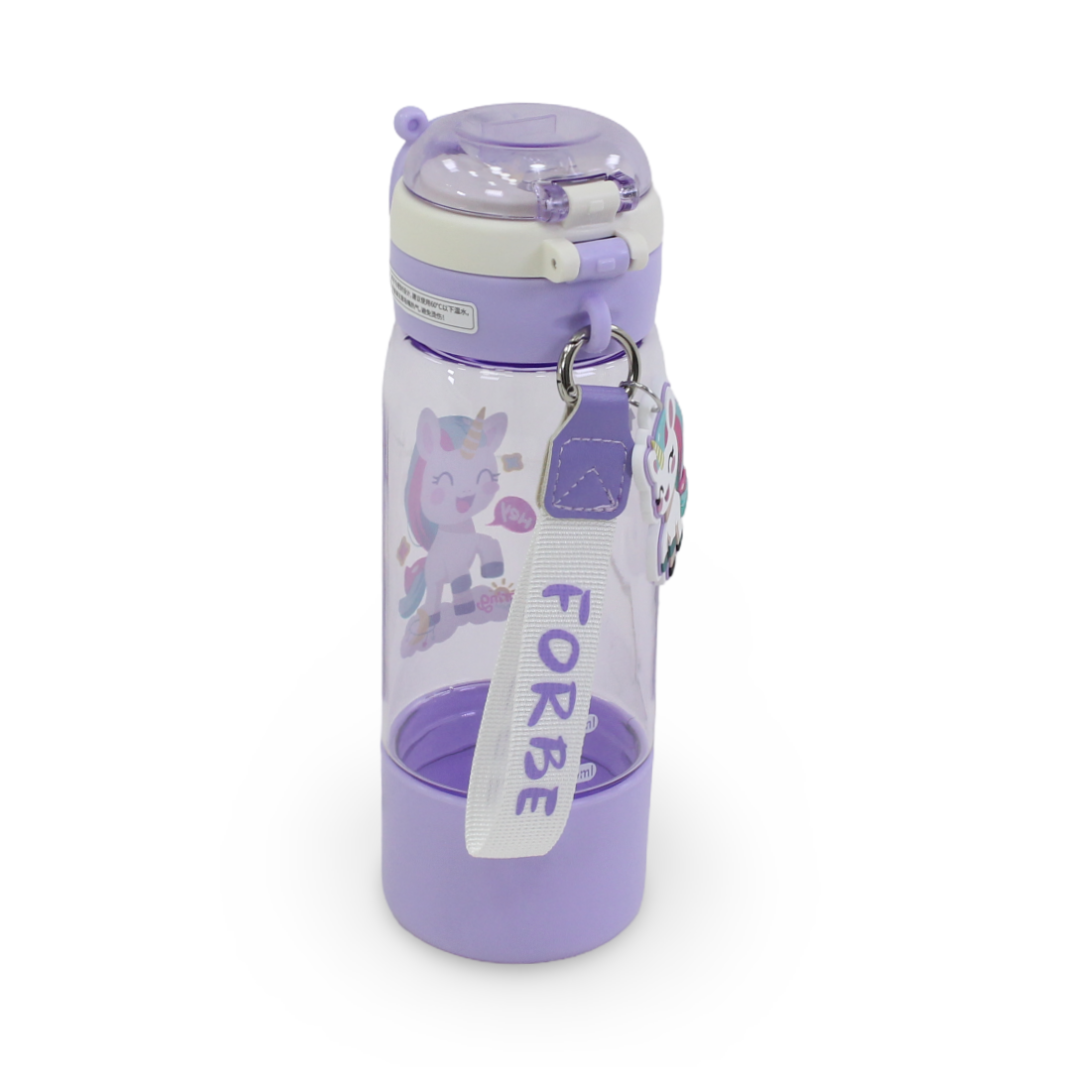 Unicorn Plastic Water Bottle – Purple