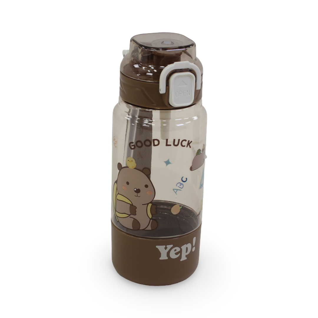 Capybara Plastic Water Bottle – Brown