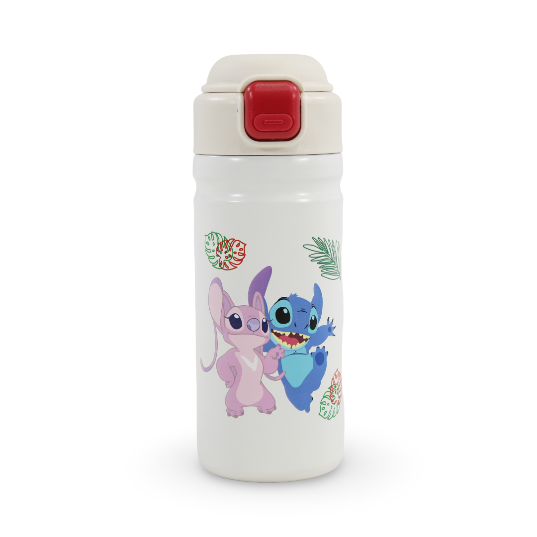 Stitch Stainless Steel Water Bottle – White
