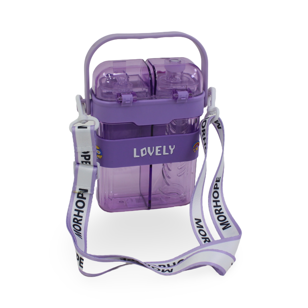2-in-1 Plastic Water Bottle – Purple