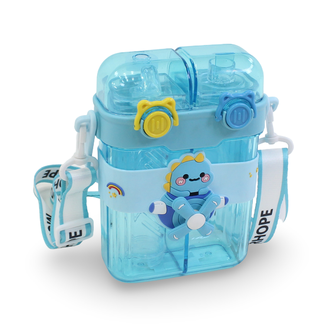 2-in-1 Plastic Water Bottle – Baby Blue