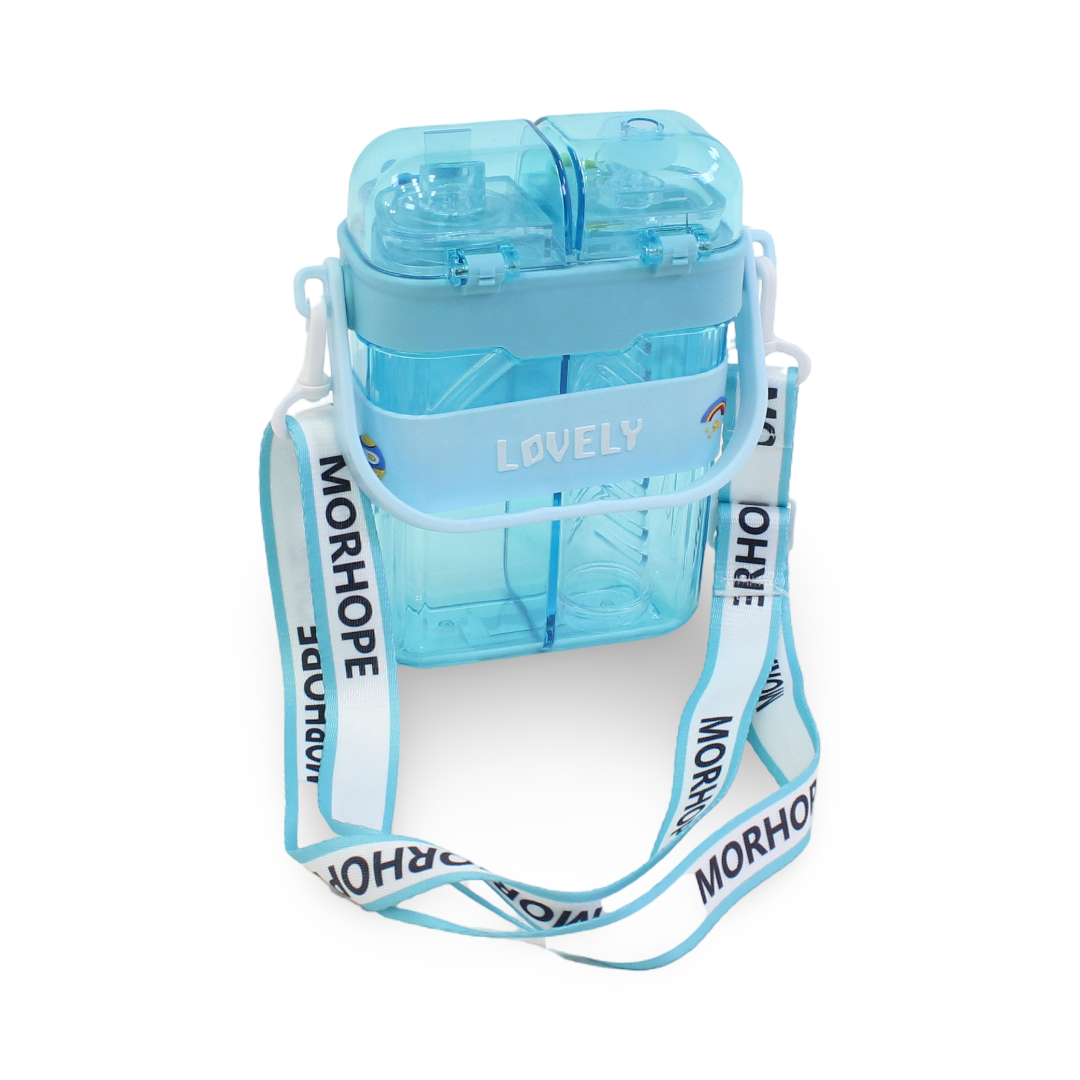 2-in-1 Plastic Water Bottle – Baby Blue