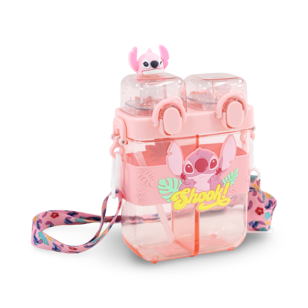 Stitch 2-in-1 Plastic Water Bottle – Pink
