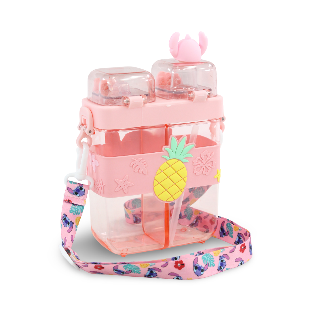 Stitch 2-in-1 Plastic Water Bottle – Pink