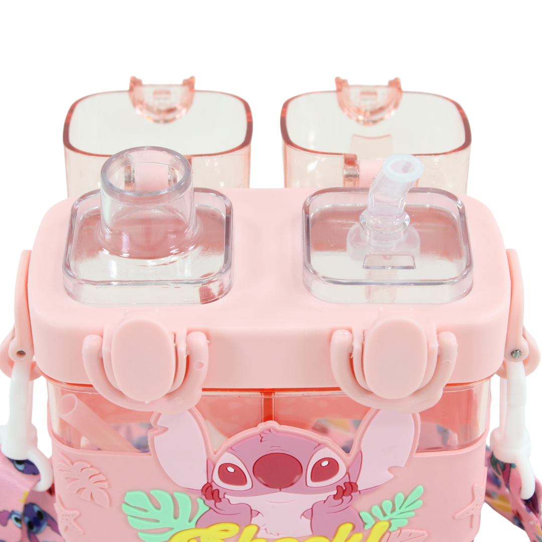 Stitch 2-in-1 Plastic Water Bottle – Pink