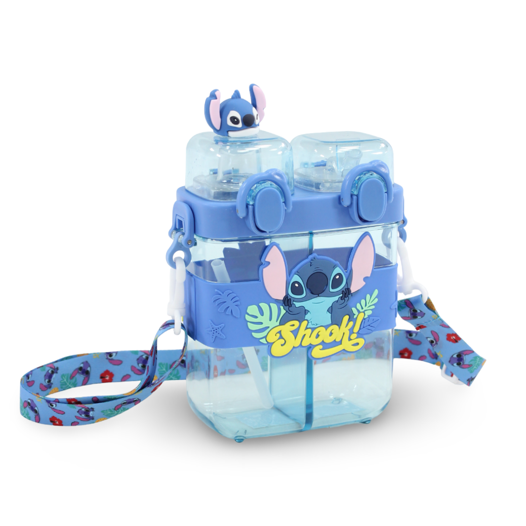 Stitch 2-in-1 Plastic Water Bottle – Blue