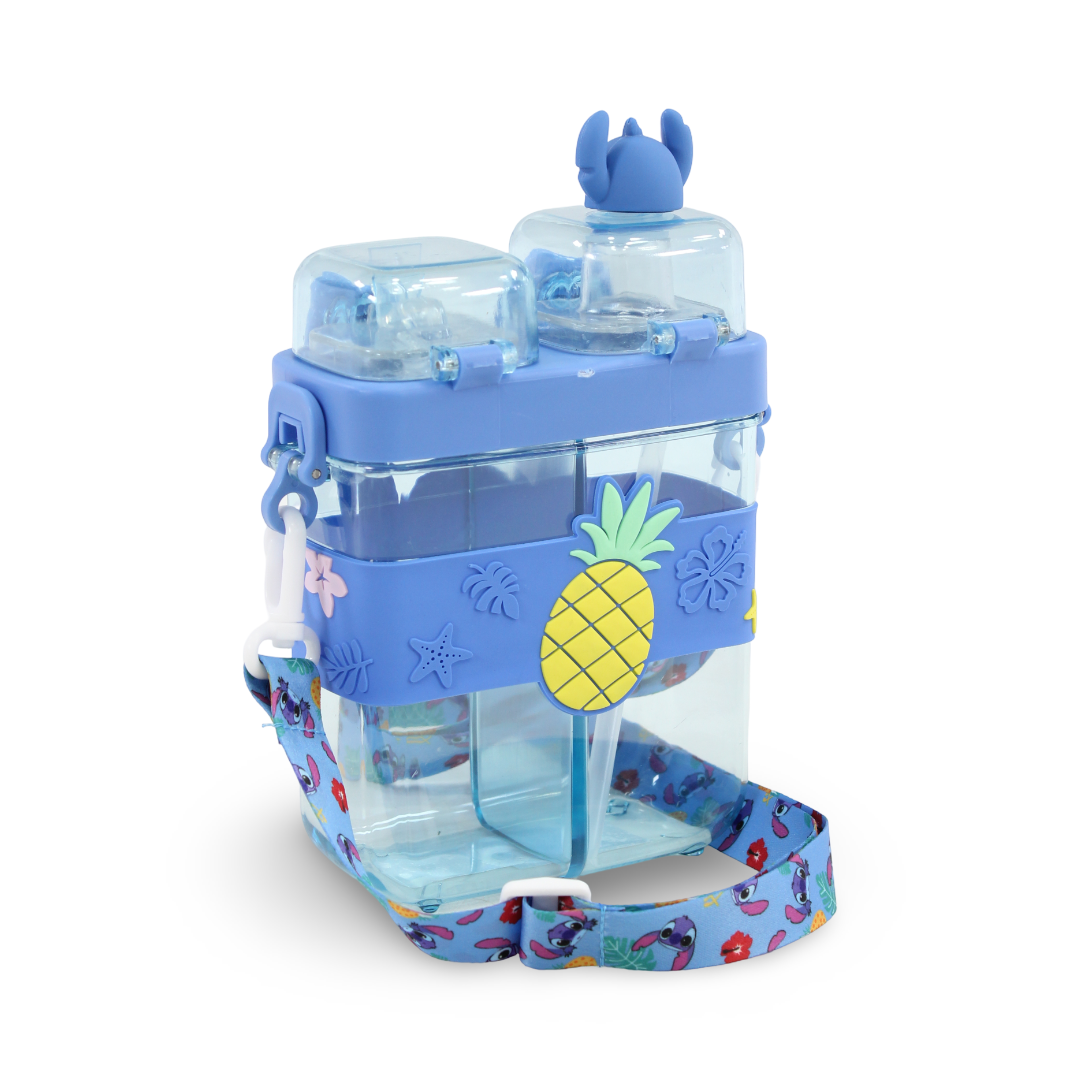 Stitch 2-in-1 Plastic Water Bottle – Blue
