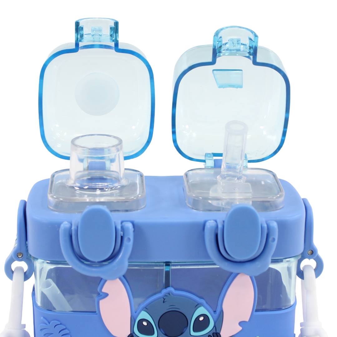 Stitch 2-in-1 Plastic Water Bottle – Blue