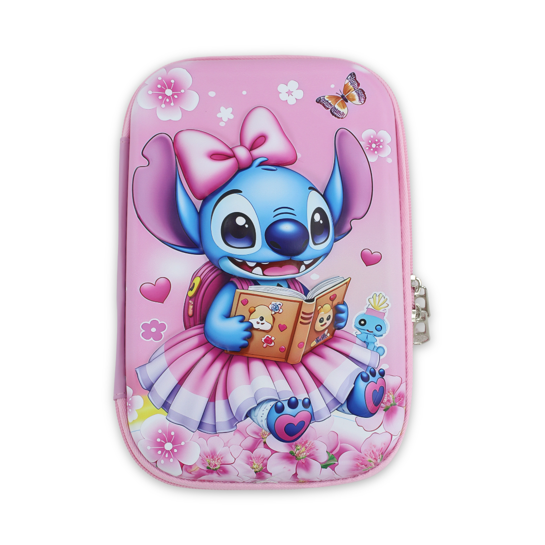 Stitch Hardcover Pencil Case – Pink