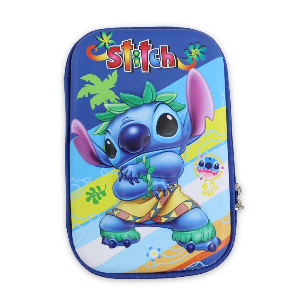 Stitch Hardcover Pencil Case – Blue