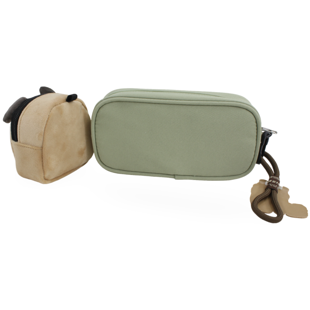 Capybara (Pencil Case + Plush Pouch) – Mint & Beige