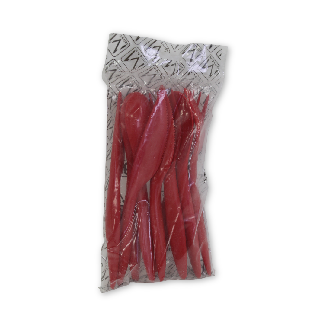 M-Design (Spoon, Fork, and Knife) Set of 9 Pcs  – Red
