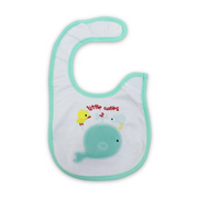 Cotton Baby Bib – Mint with Whale Embroidery