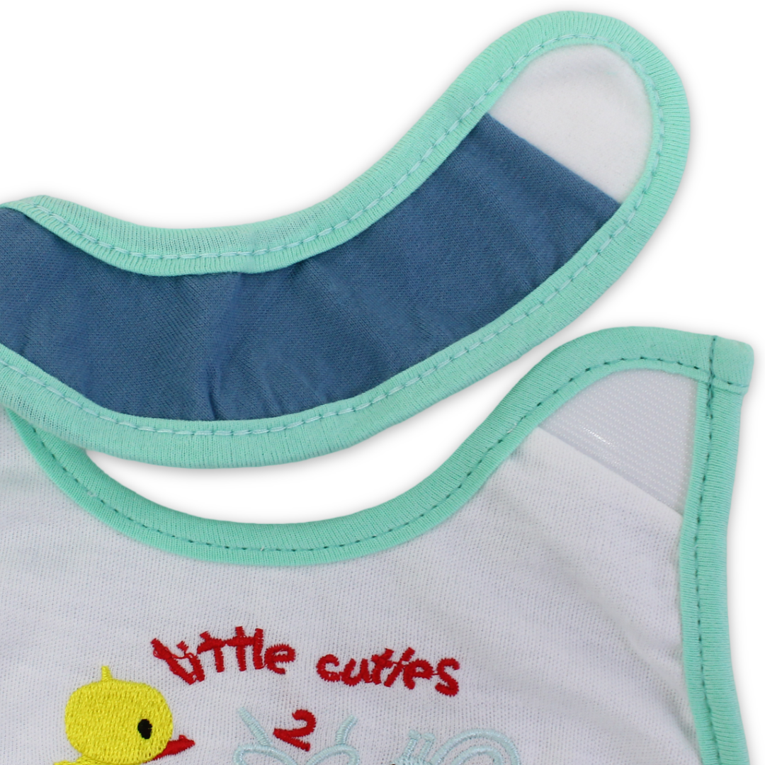 Cotton Baby Bib – Mint with Whale Embroidery