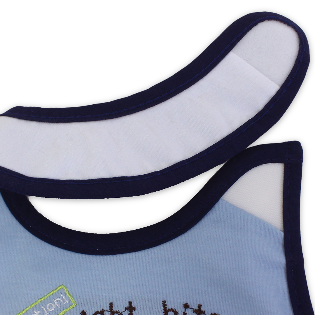 Cotton Baby Bib – Baby Blue with Crocodile Embroidery
