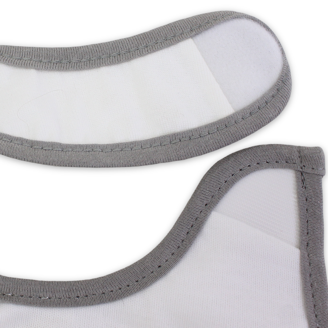 Cotton Baby Bib – Grey with Dino Embroidery