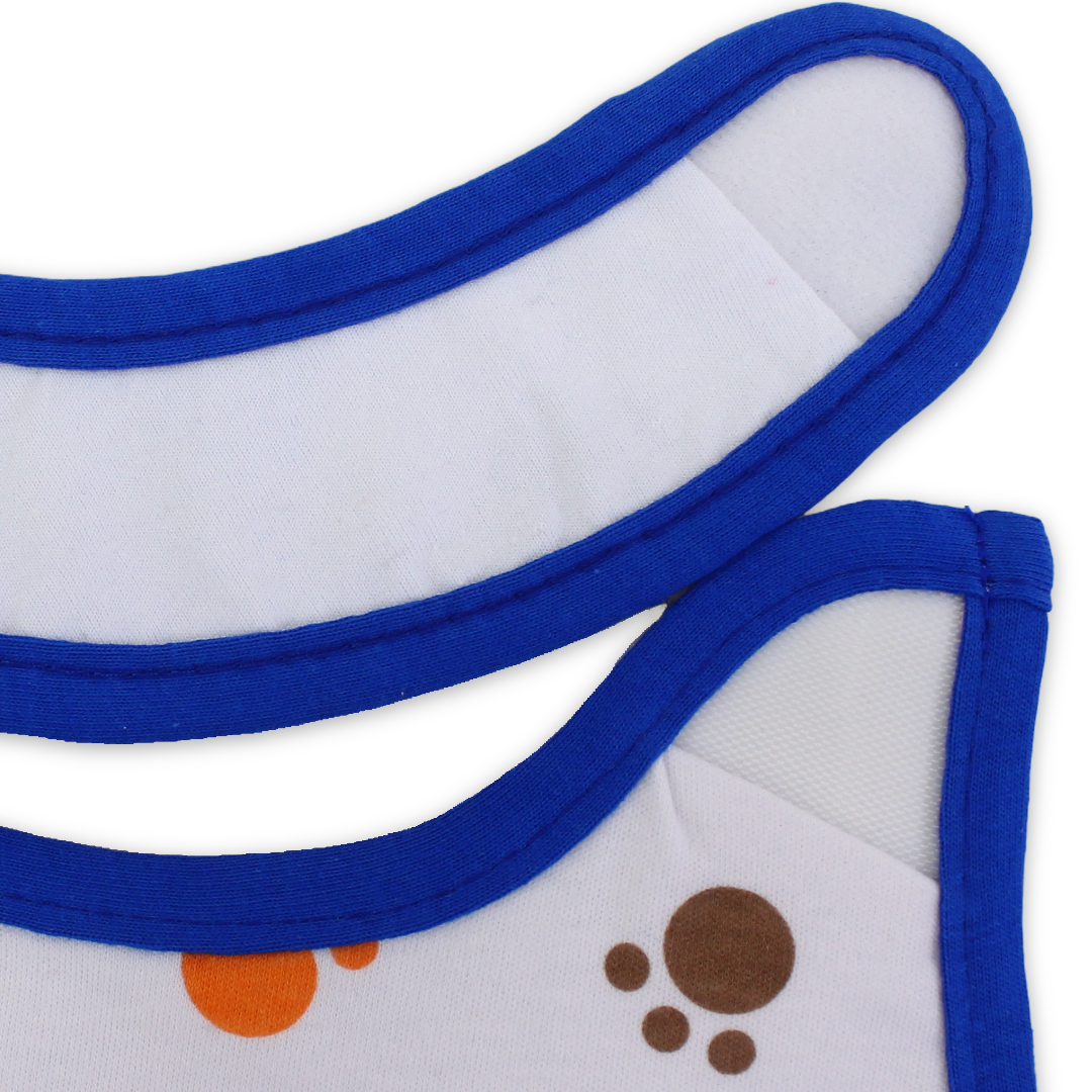 Cotton Baby Bib – Blue with Dog Embroidery