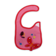 Cotton Baby Bib – Pink with Butterflies Embroidery