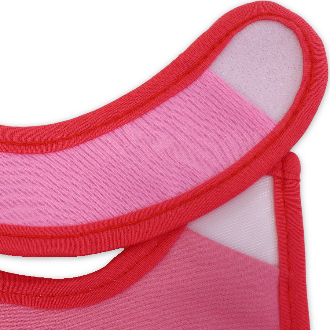 Cotton Baby Bib – Pink with Butterflies Embroidery