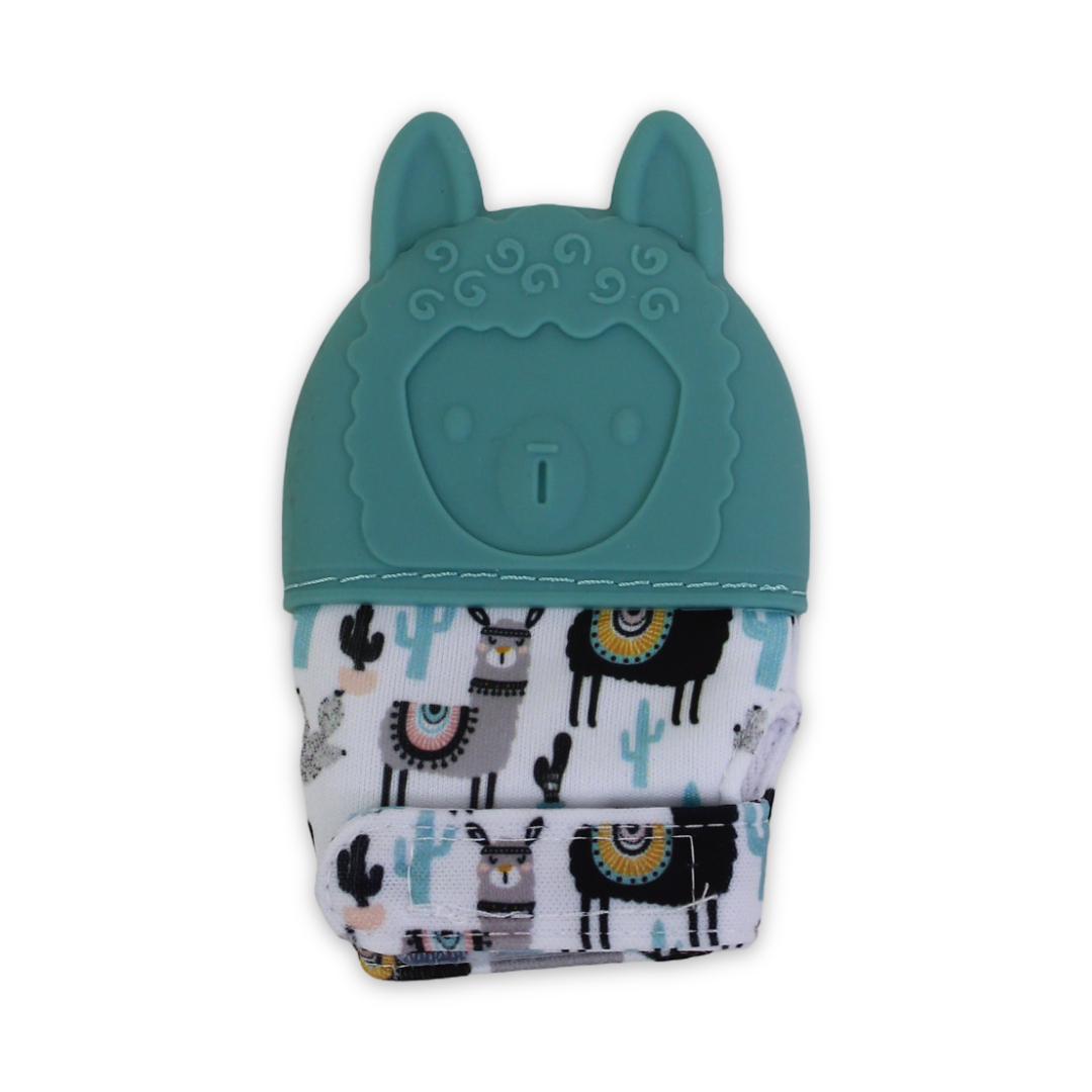 Silicone Baby Teether Gloves – Mint Llama - Baby Essentials - Bella Bambino
