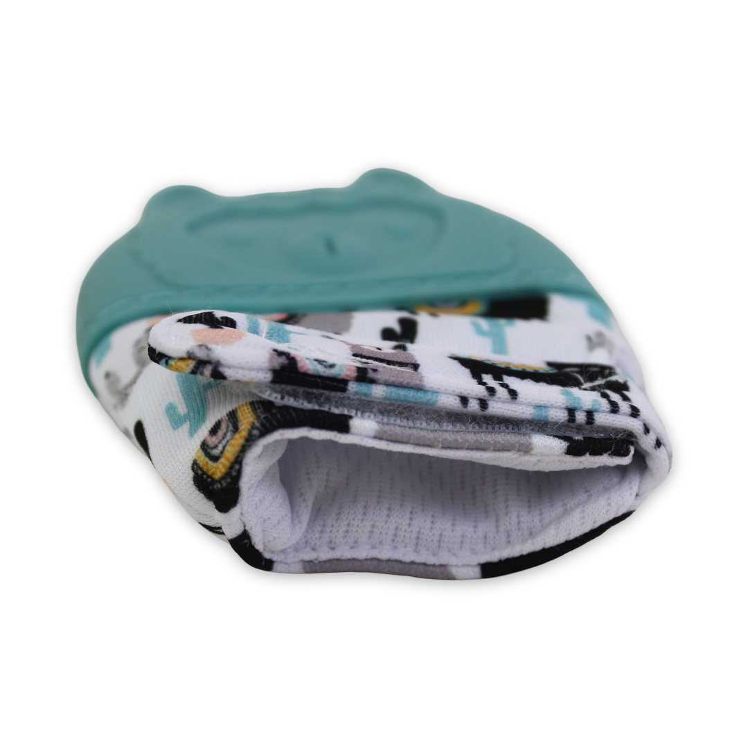 Silicone Baby Teether Gloves – Mint Llama