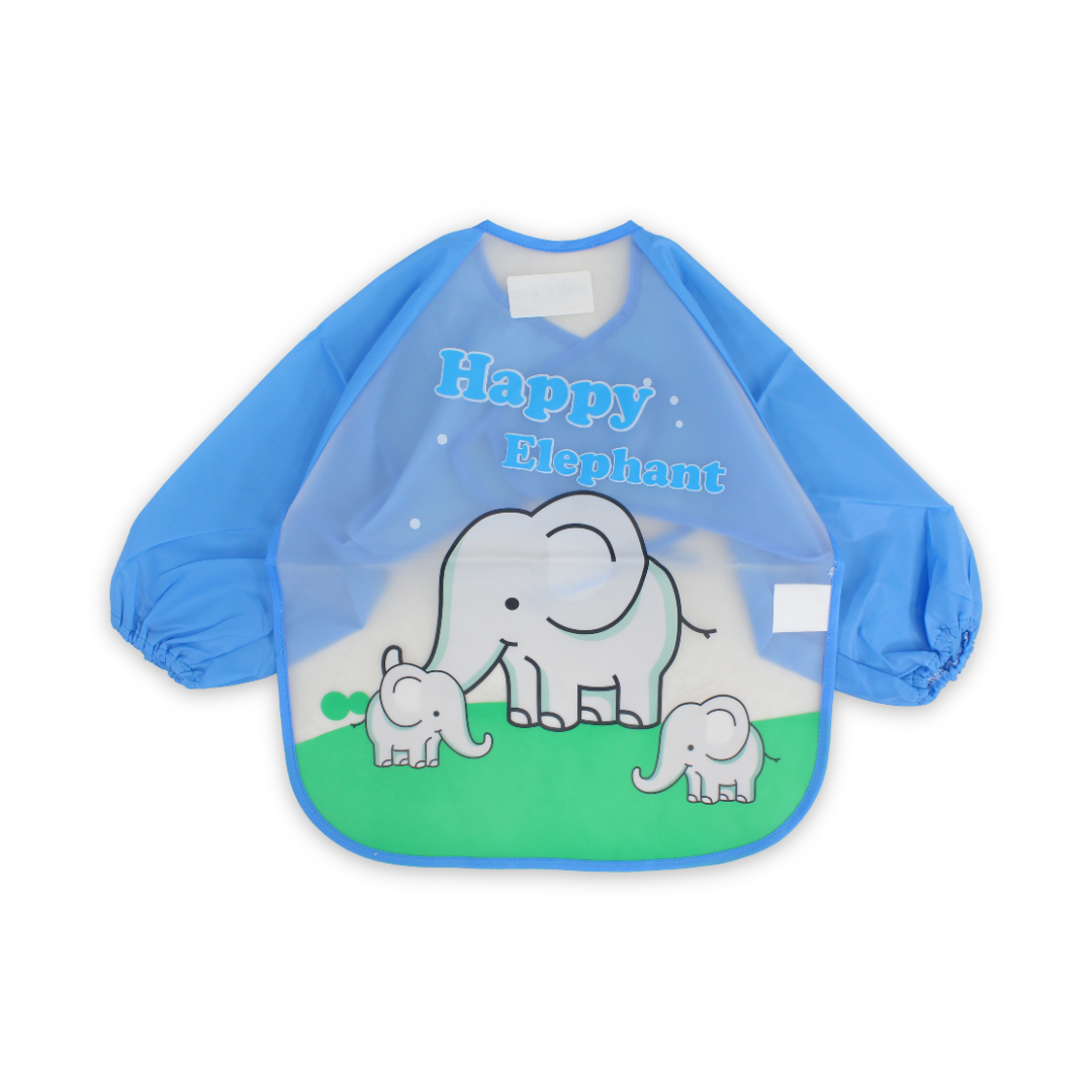 Waterproof Baby Bib – Baby Blue with Elephant Print