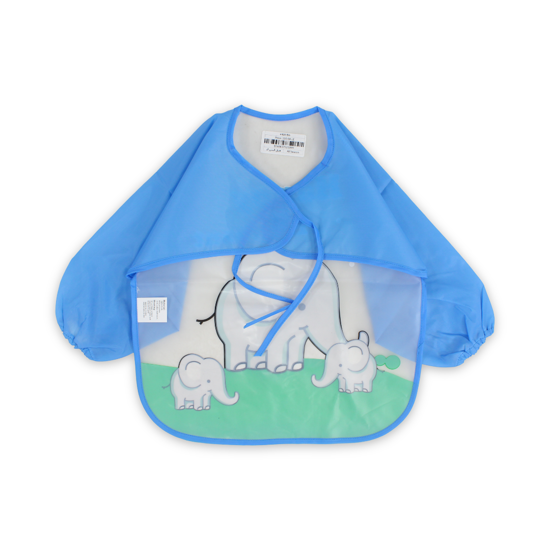 Waterproof Baby Bib – Baby Blue with Elephant Print