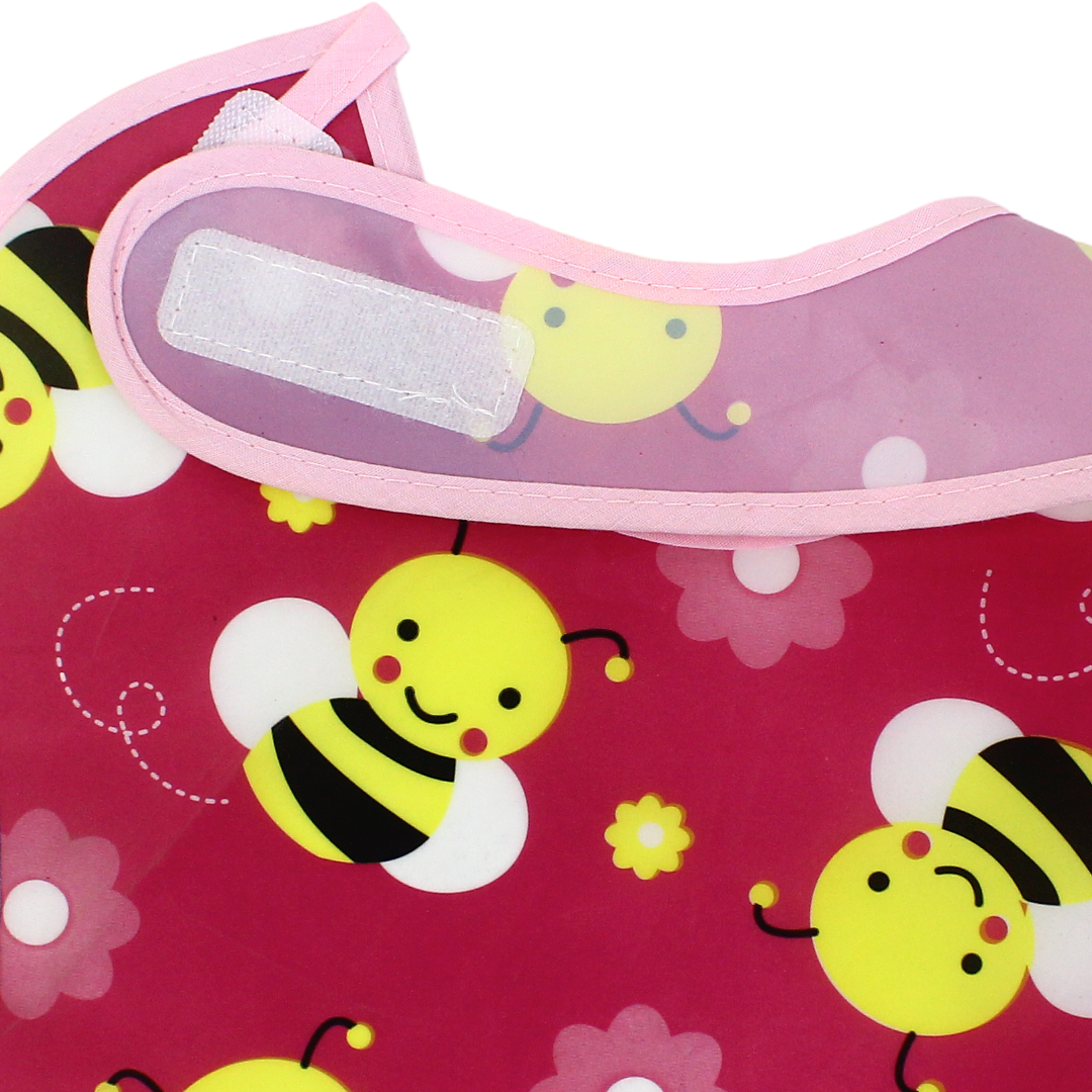 Cotton Baby Bib – Fuchsia with Bees Print