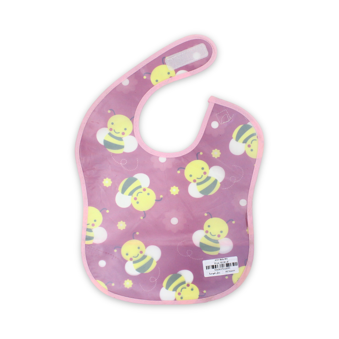 Cotton Baby Bib – Fuchsia with Bees Print