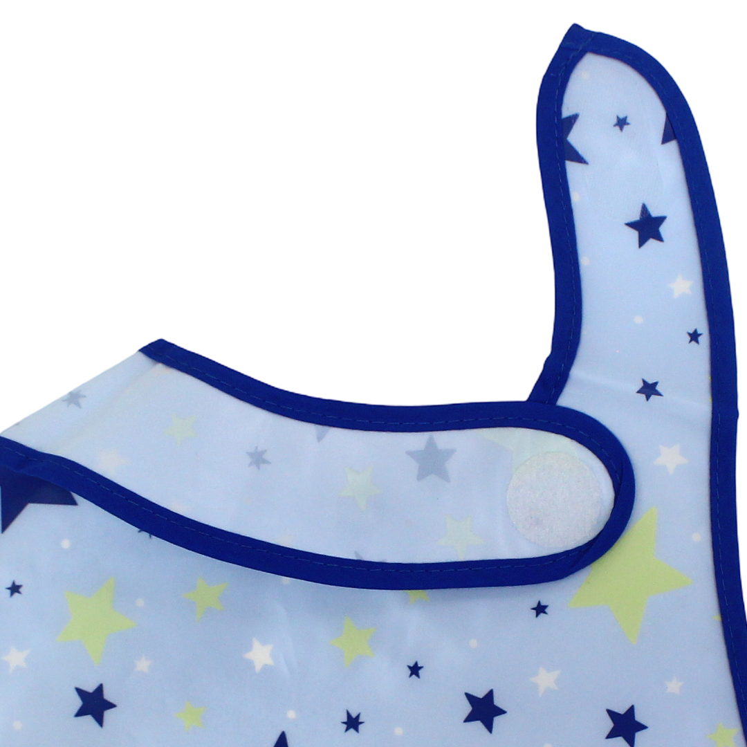 Cotton Baby Bib – Baby Blue with Stars Print