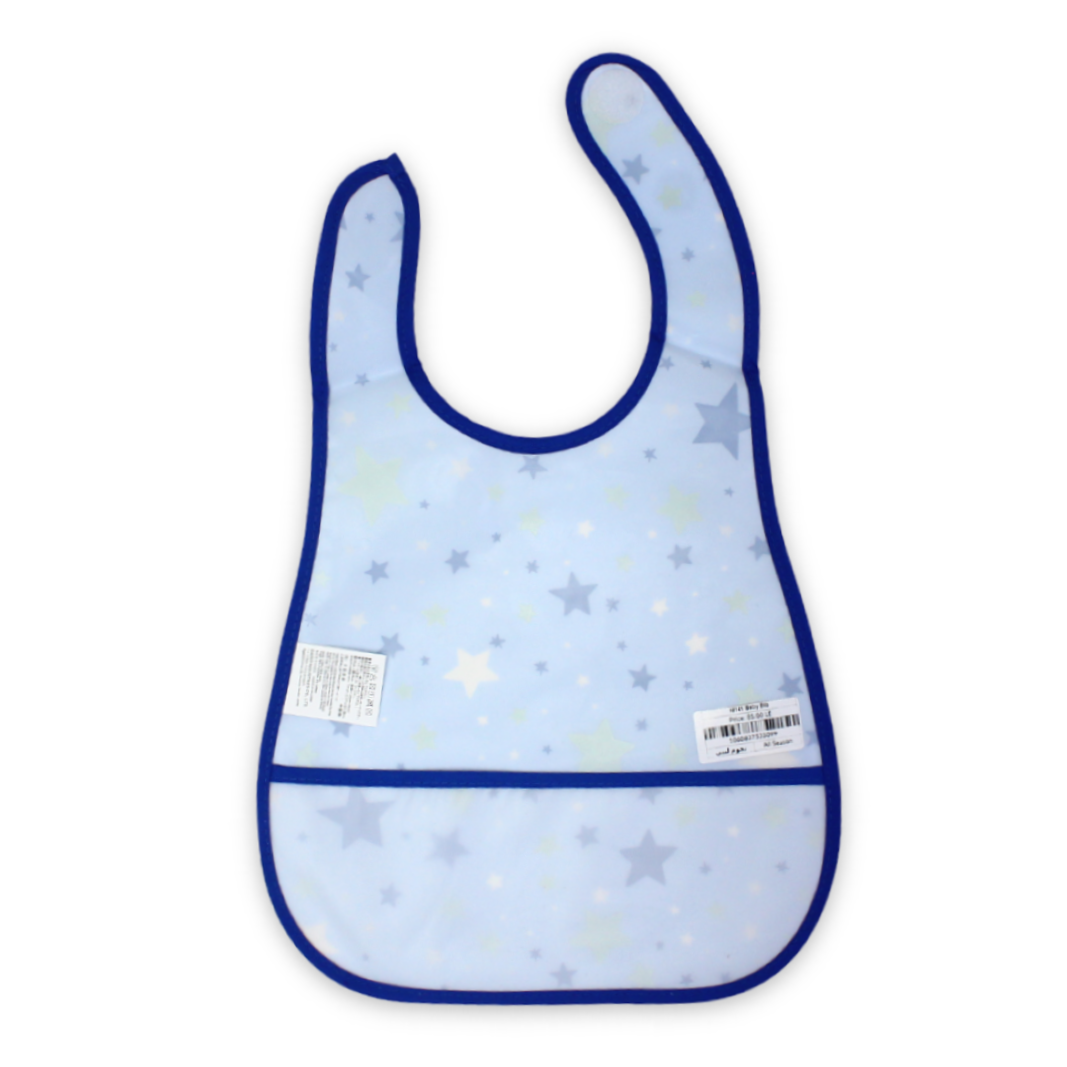 Cotton Baby Bib – Baby Blue with Stars Print