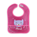 Waterproof Baby Bib – Fuchsia with Cat Print