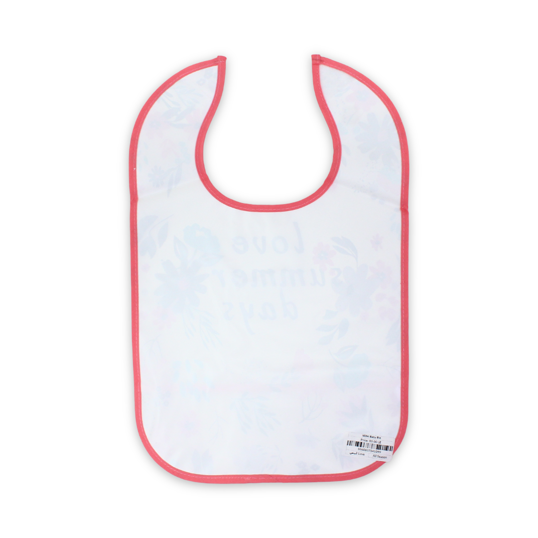 Cotton Baby Bib – White with "Love Summer Days" Print