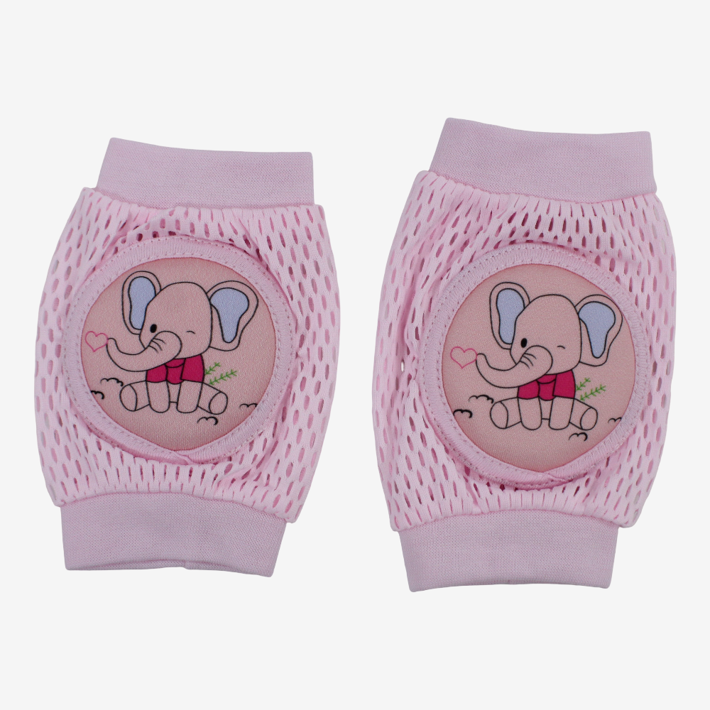 Baby Knee Mesh Pads – Pink with Elephant Design